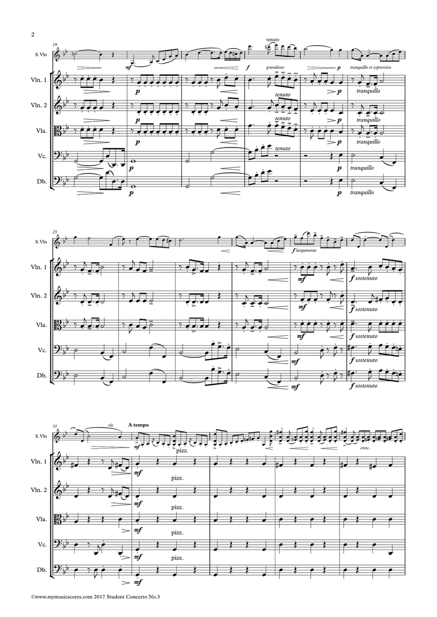 Seitz Pupil's Violin Concerto No. 3 in G minor for Violin and String Orchestra String Orchestra scores gallery preview page 3