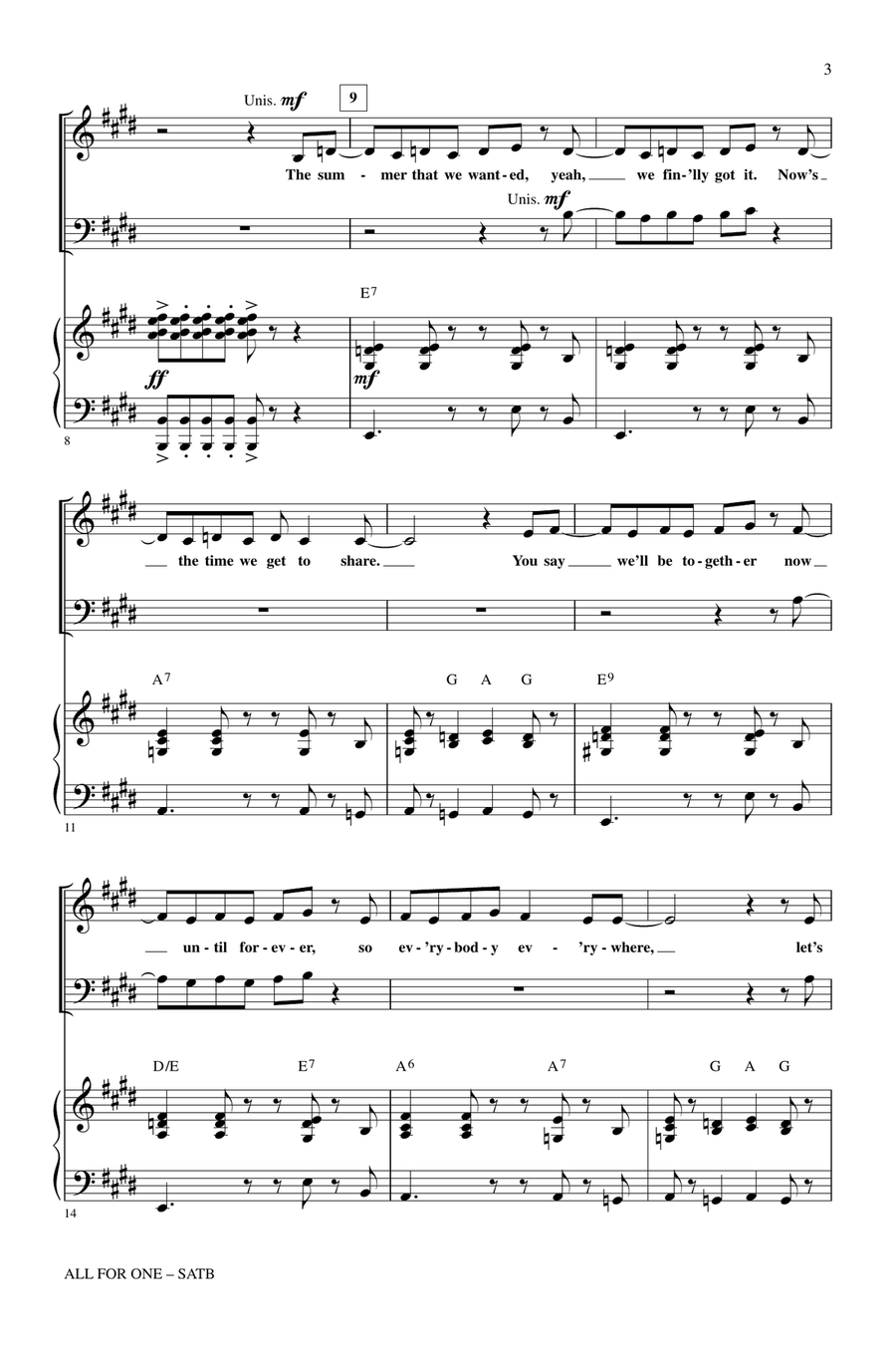 All For One (from High School Musical 2) 4-Part scores gallery preview page 2