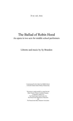 The Ballad of Robin Hood Full Score and Instrumental Parts