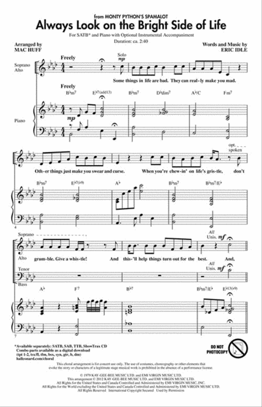 Always Look on the Bright Side of Life 4-Part scores gallery preview page 2