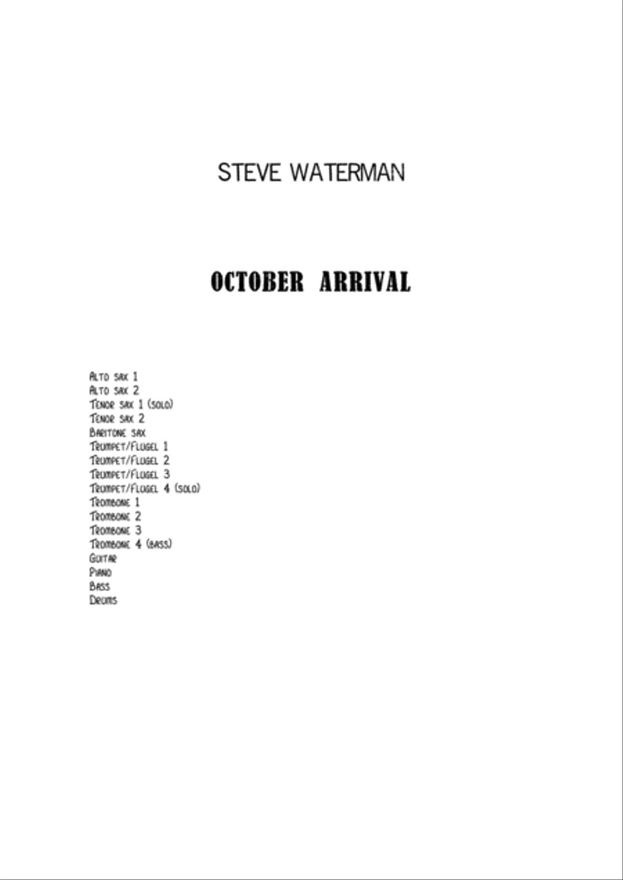 October Arrival Jazz Ensemble scores gallery preview page 1
