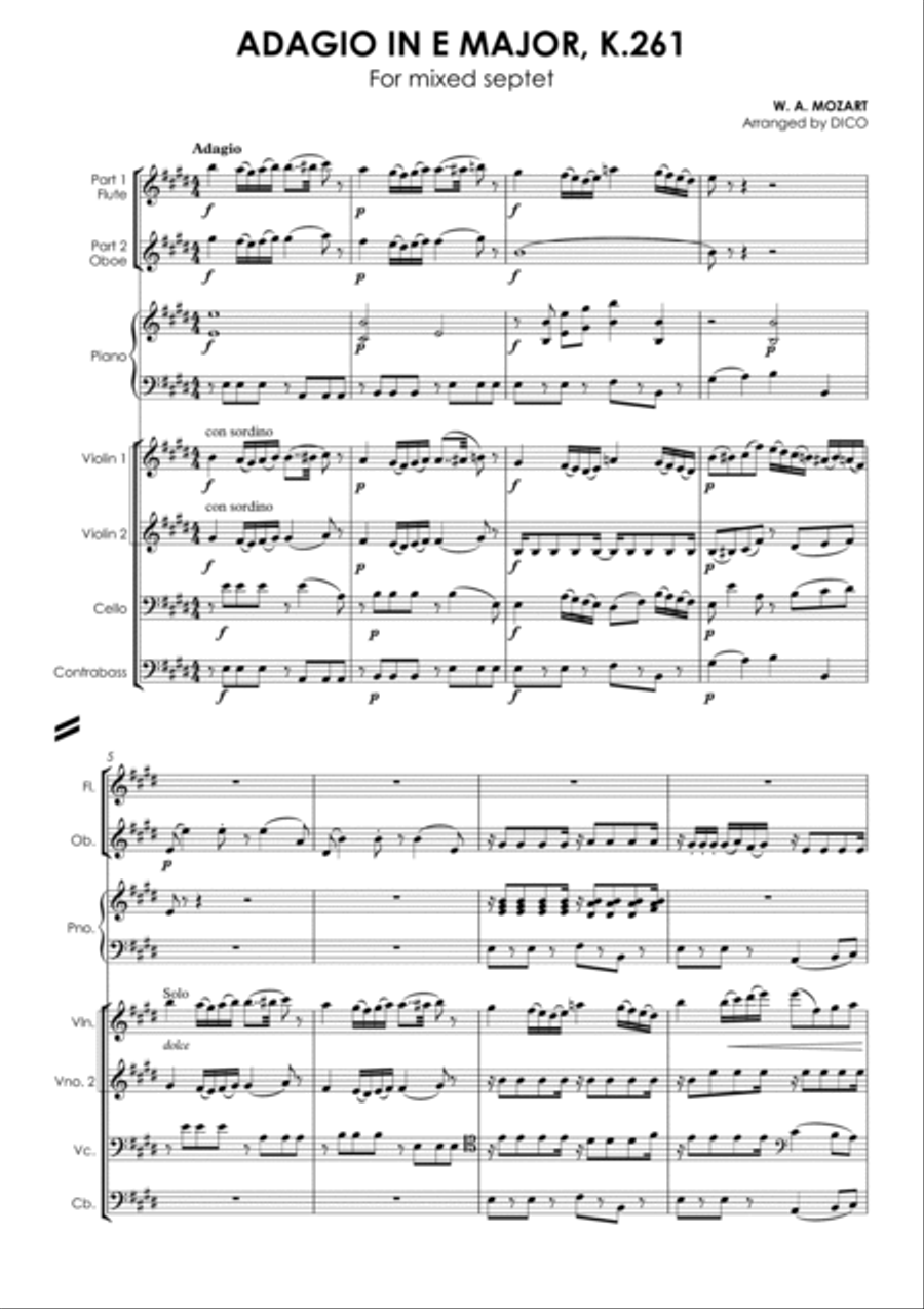 Adagio in E Major, K.261 Small Ensemble scores gallery preview page 4