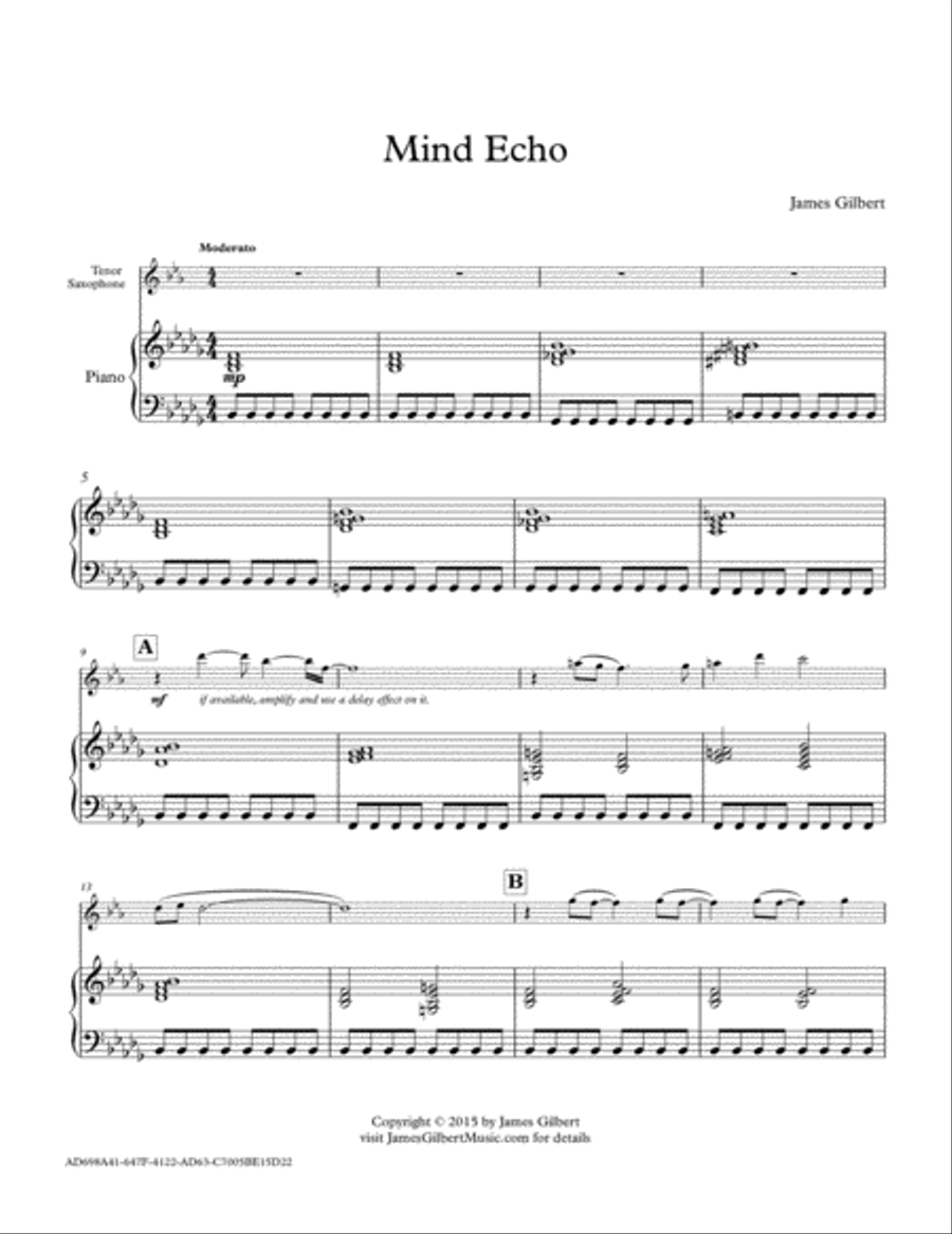 Mind Echo Tenor Saxophone scores gallery preview page 1