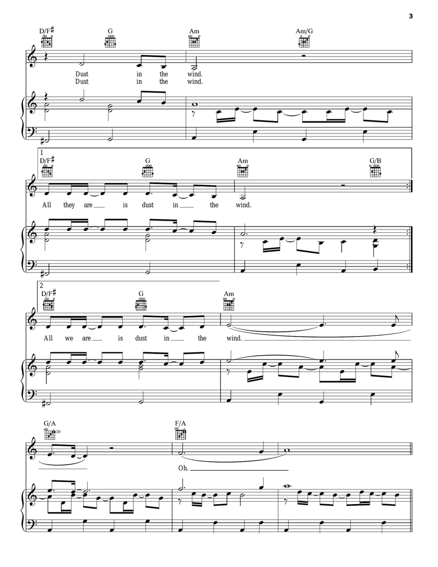 Dust In The Wind Acoustic Guitar scores gallery preview page 3