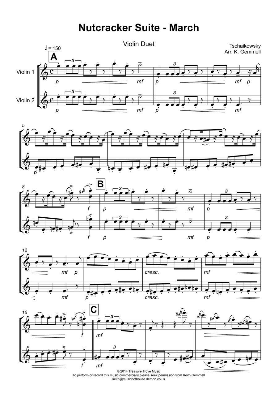 Nutcracker Suite - March: Violin Duet String Duet scores gallery preview page 1