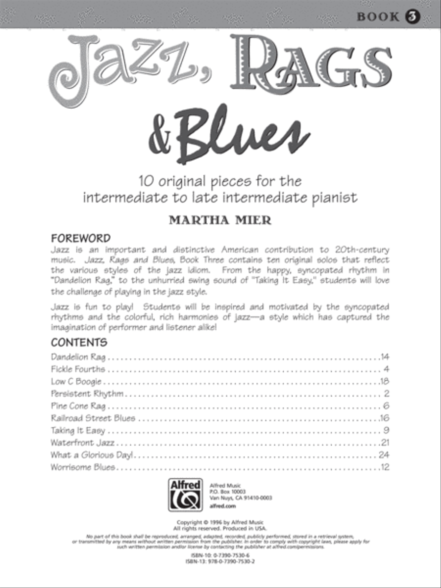 Jazz, Rags & Blues, Book 3 Piano Solo scores gallery preview page 2