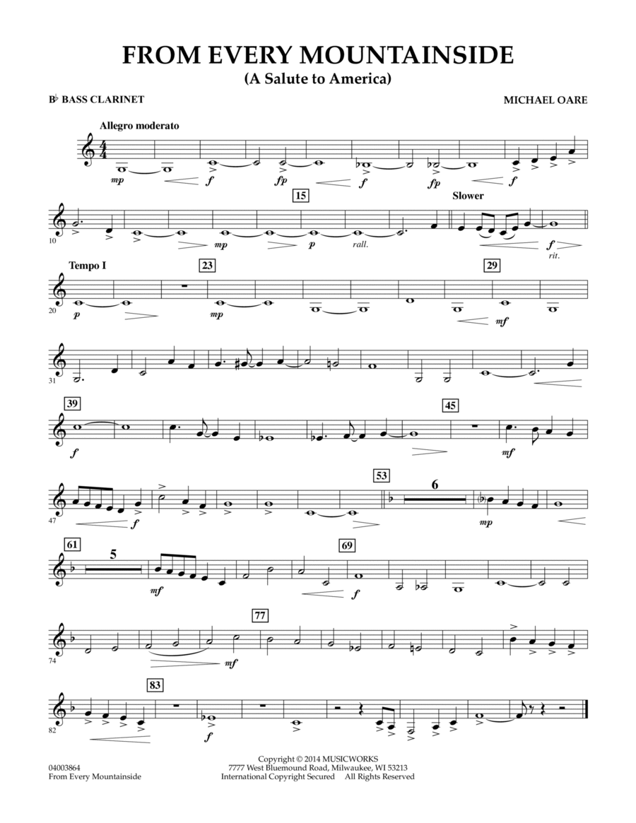From Every Mountainside (A Salute to America) - Bb Bass Clarinet Concert Band scores gallery preview page 1