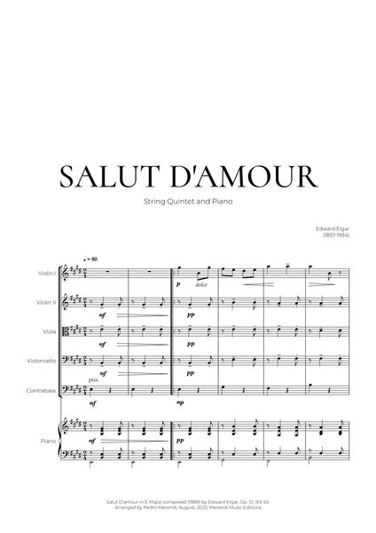 Salut D’amour (String Quintet and Piano) - Edward Elgar image number null
