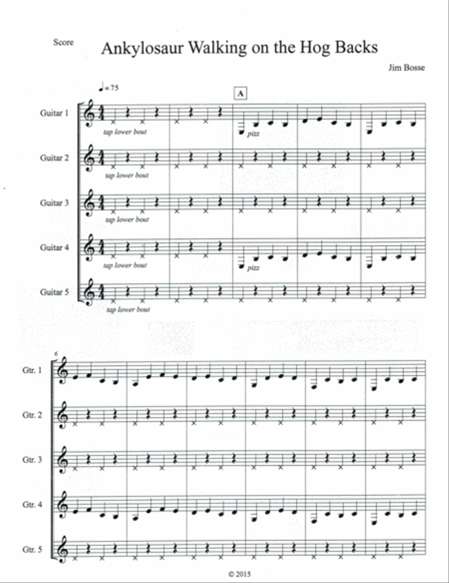 Ankylosaur Walking on the Hog Backs Guitar Ensemble scores gallery preview page 2