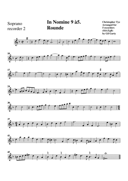 In Nomine no.9 a5 (arrangement for 5 recorders)