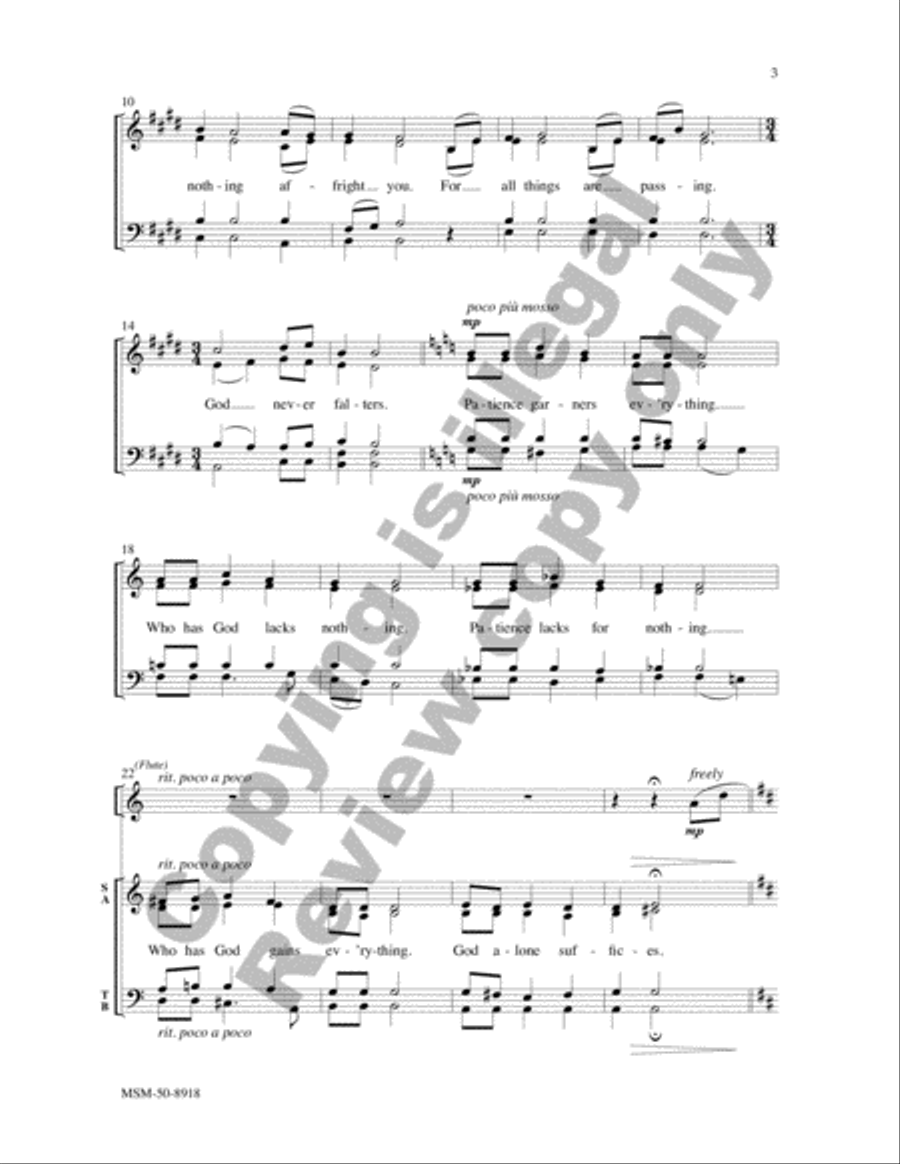 St. Teresa's Blessing 4-Part scores gallery preview page 3