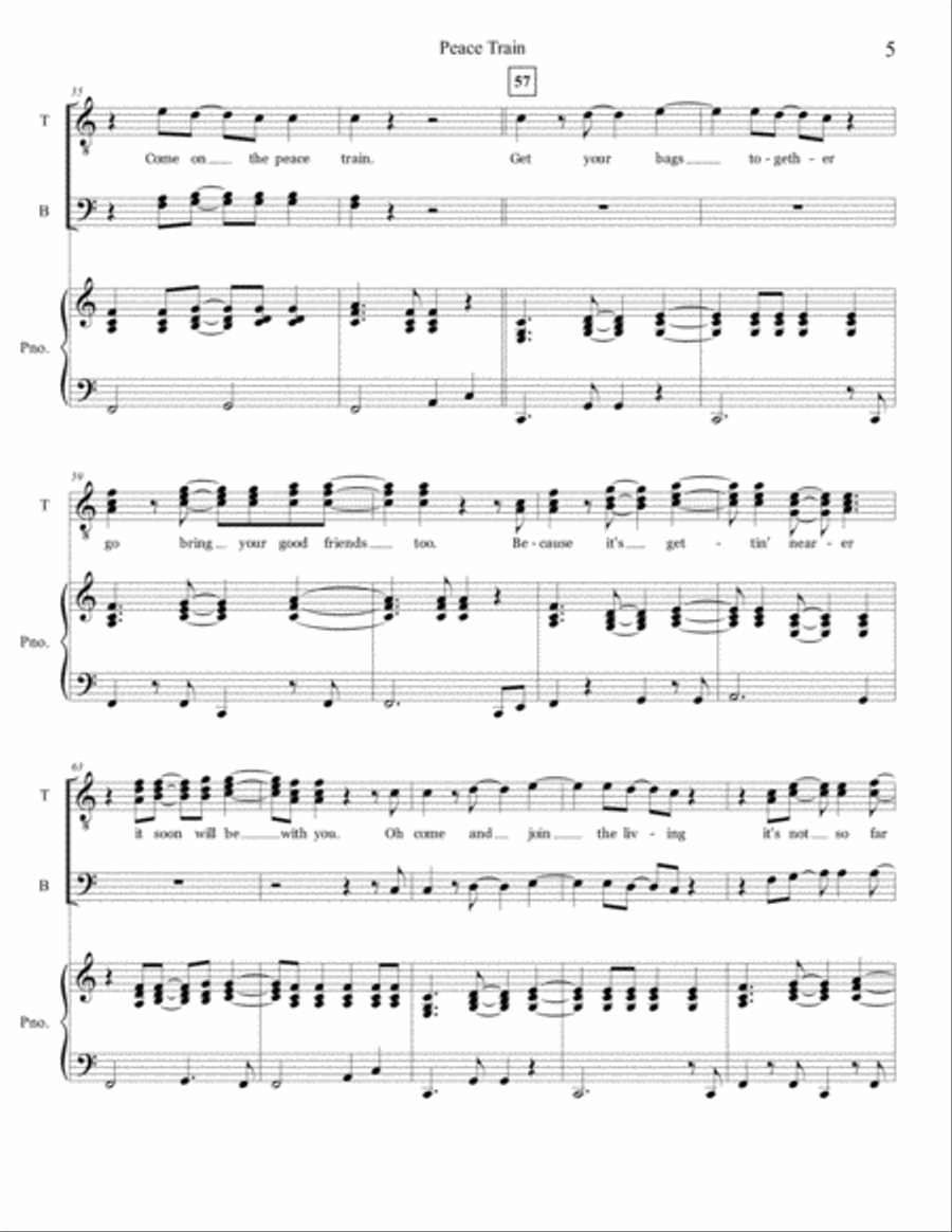 Peace Train Peace Train TTBB scores gallery preview page 5