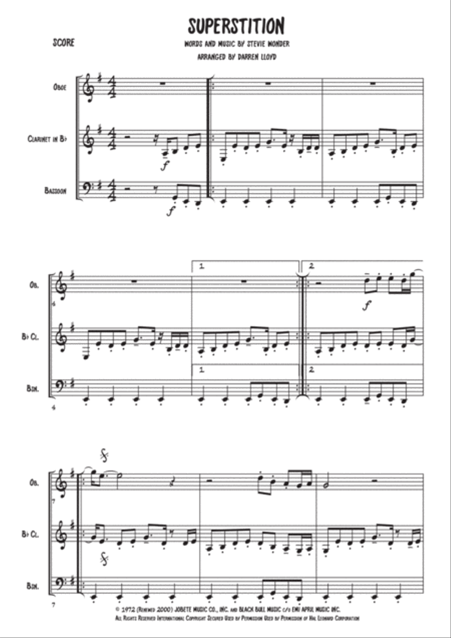 Superstition Woodwind Trio scores gallery preview page 1