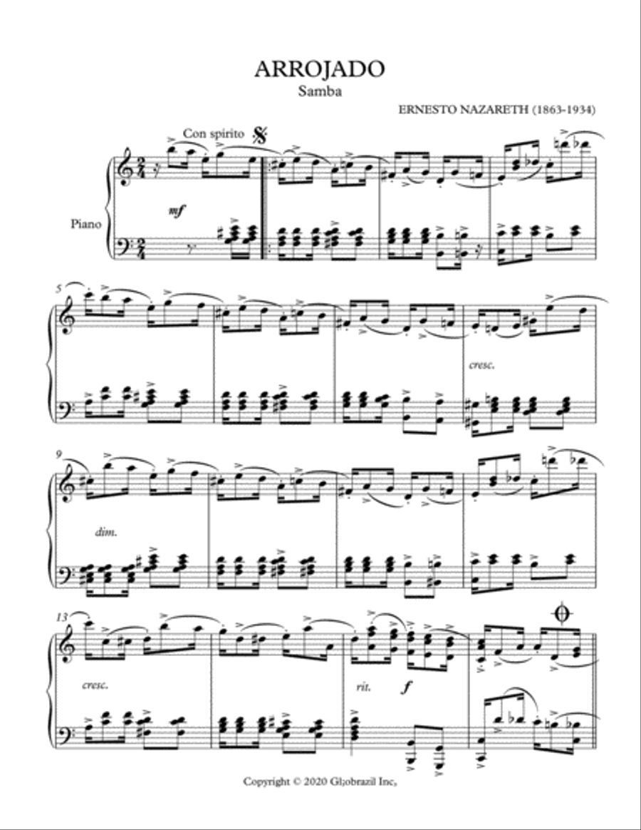 ARROJADO Piano Solo scores gallery preview page 1