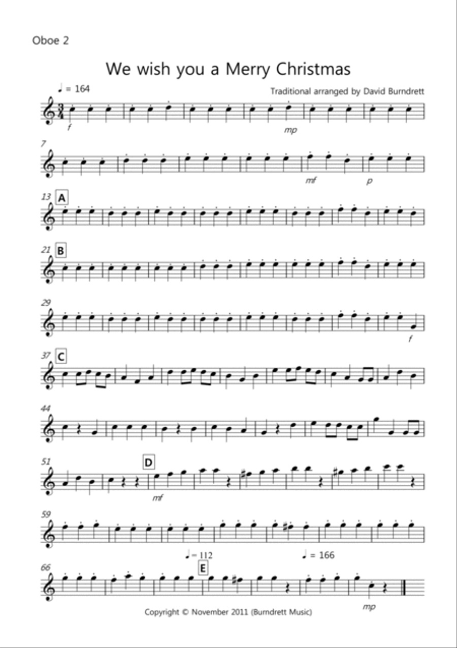 We wish you a Merry Christmas for Double Reed Quartet Bassoon scores gallery preview page 5
