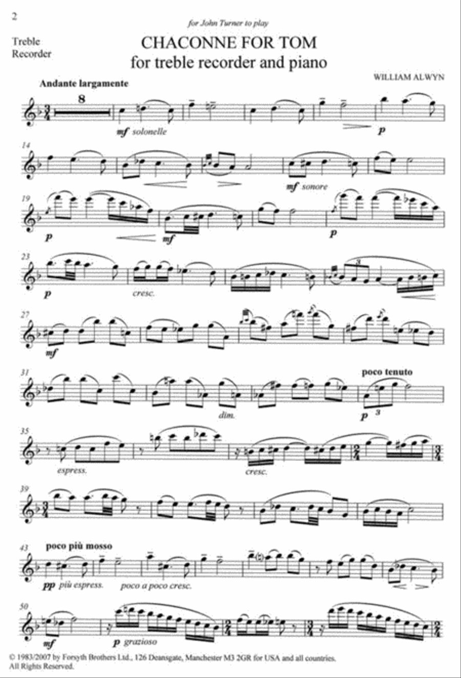 Chaconne for Tom Alto Recorder scores gallery preview page 2