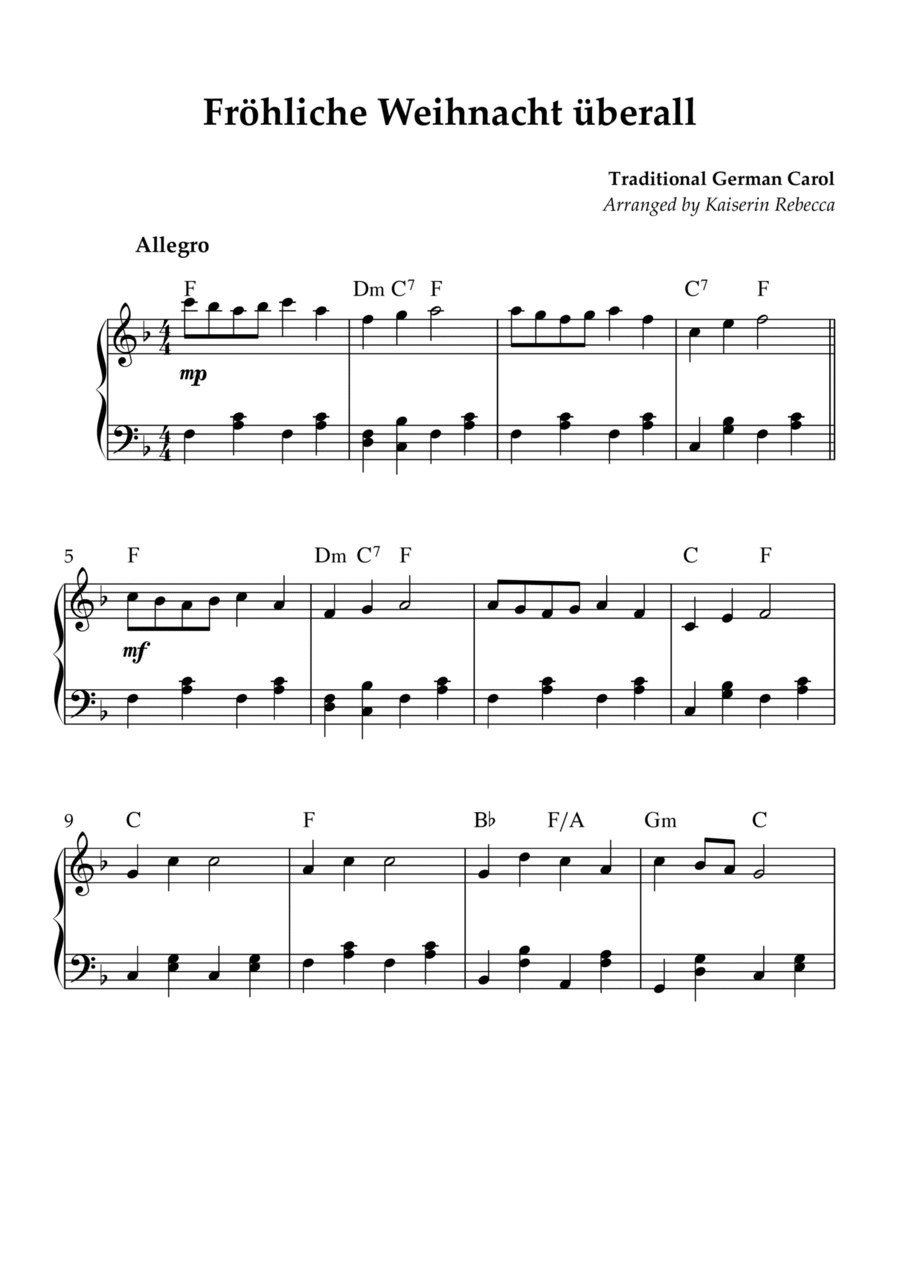 Fröhliche Weihnacht überall Fröhliche Weihnacht überall Piano Method scores gallery preview page 1