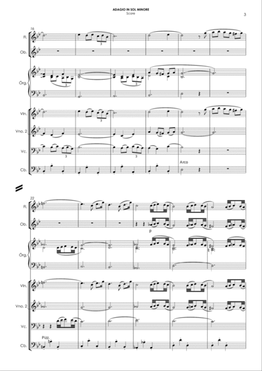 Adagio In G Minor Chamber Music scores gallery preview page 5