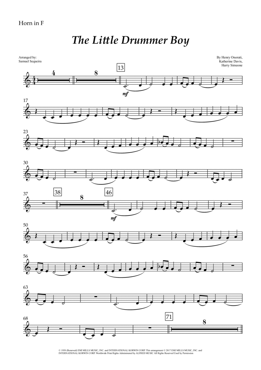 The Little Drummer Boy Horn Solo scores gallery preview page 1