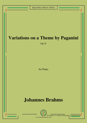 Book cover for Brahms-Variations on a Theme by Paganini,Op.35,in a minor,for Piano