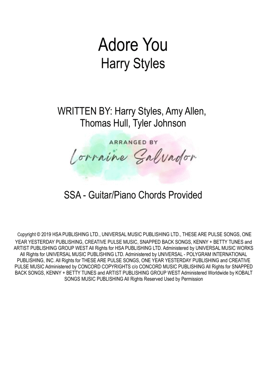 Adore You Adore You SSA scores gallery preview page 1