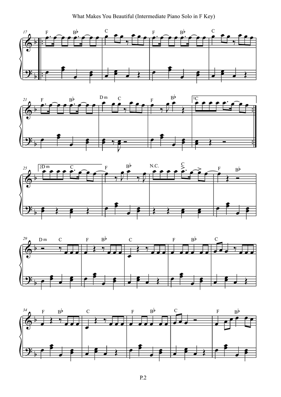 What Makes You Beautiful What Makes You Beautiful Easy Piano scores gallery preview page 2