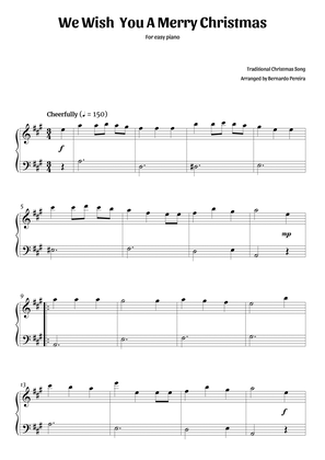 We Wish You A Merry Christmas (easy piano in A major – clean sheet music)
