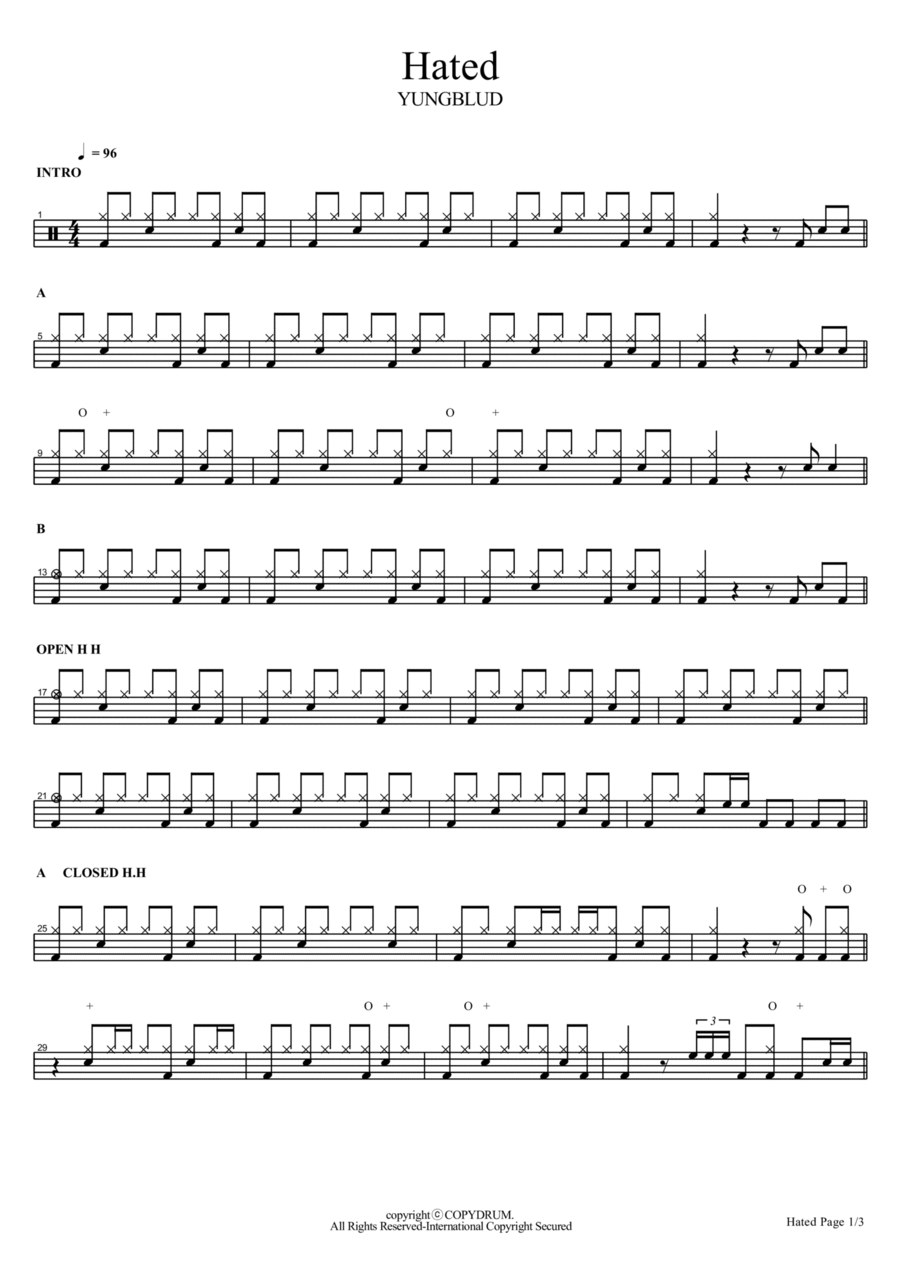Hated Drum Set scores gallery preview page 1