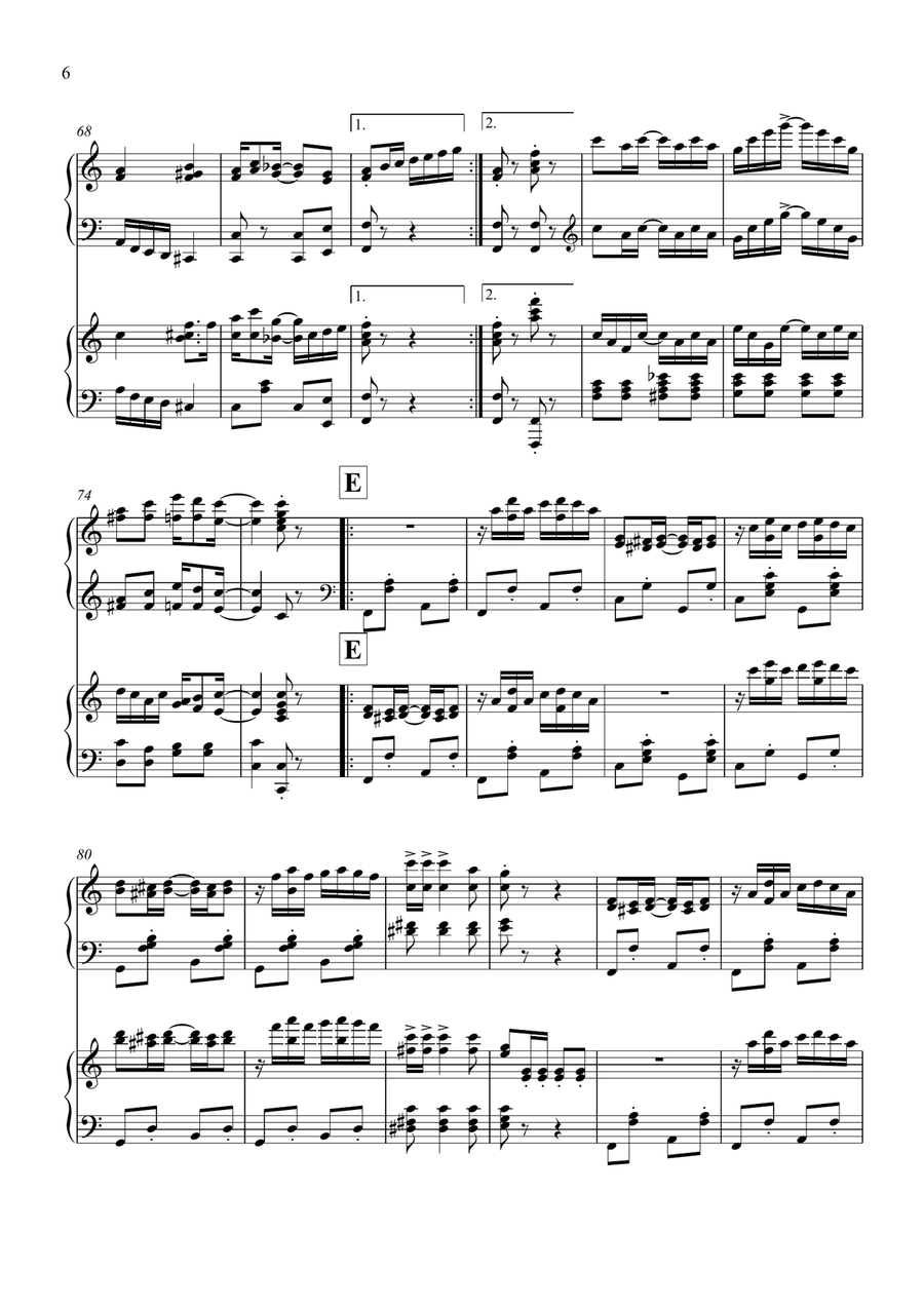 The Entertainer by Scott Joplin, arranged for 2 pianos by Simon Peberdy Piano Duet scores gallery preview page 6