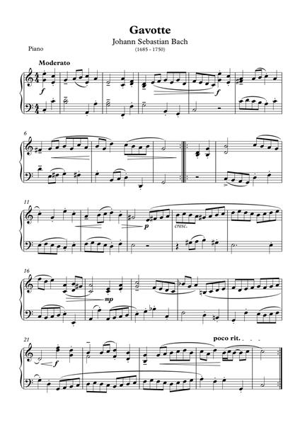 Gavotte - Johann Sebastian Bach (Piano) image number null