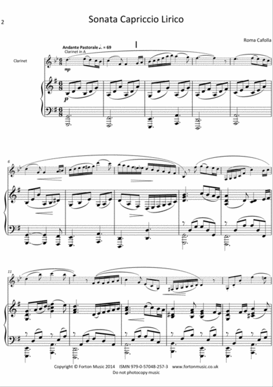 Sonata Capriccio Lirico Set of Parts scores gallery preview page 2