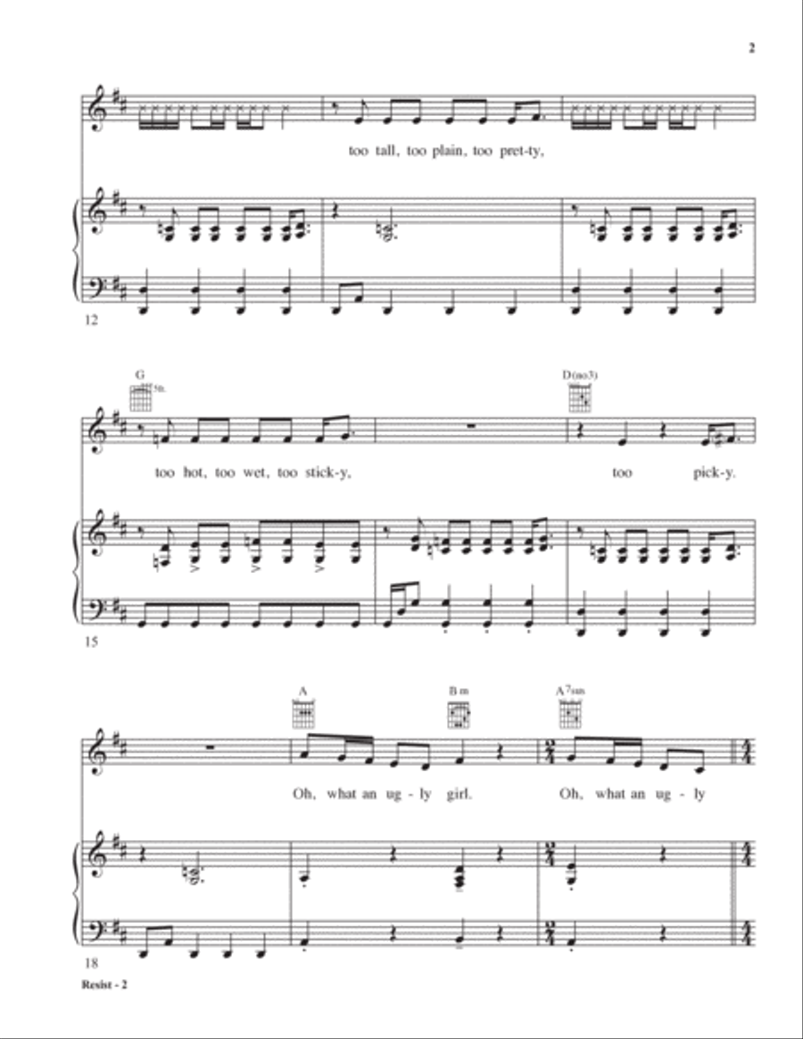 Resist Resist Piano, Vocal, Guitar scores gallery preview page 3