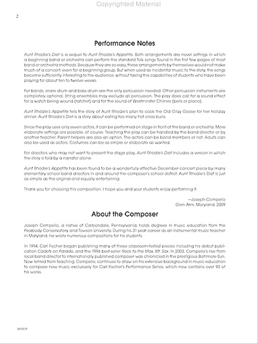 Aunt Rhodie's Diet Concert Band scores gallery preview page 3