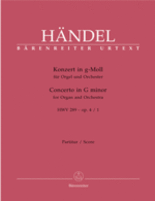 Book cover for Concerto for Organ and Orchestra g minor, Op. 4/1 HWV 289