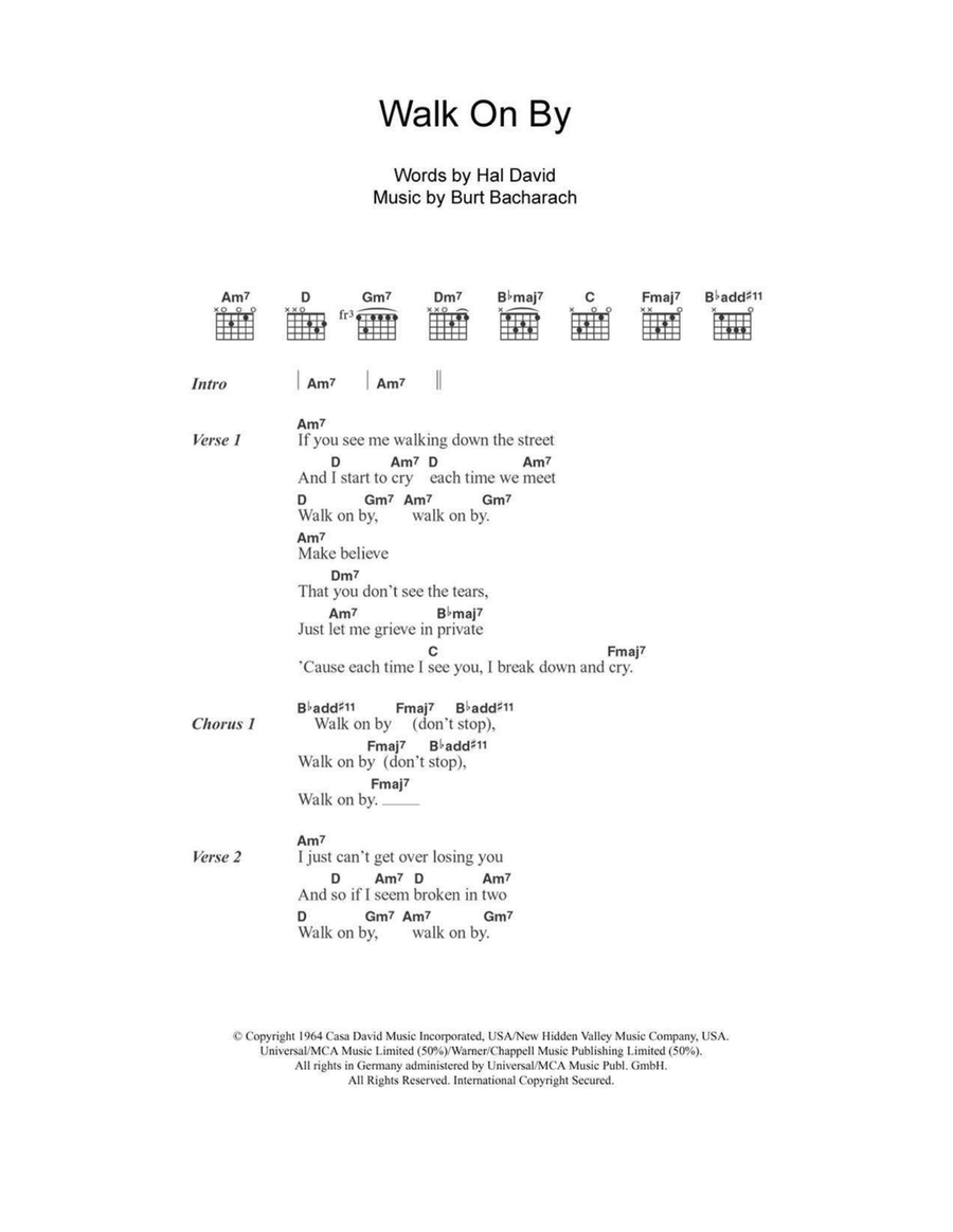 Walk On By Acoustic Guitar scores gallery preview page 1