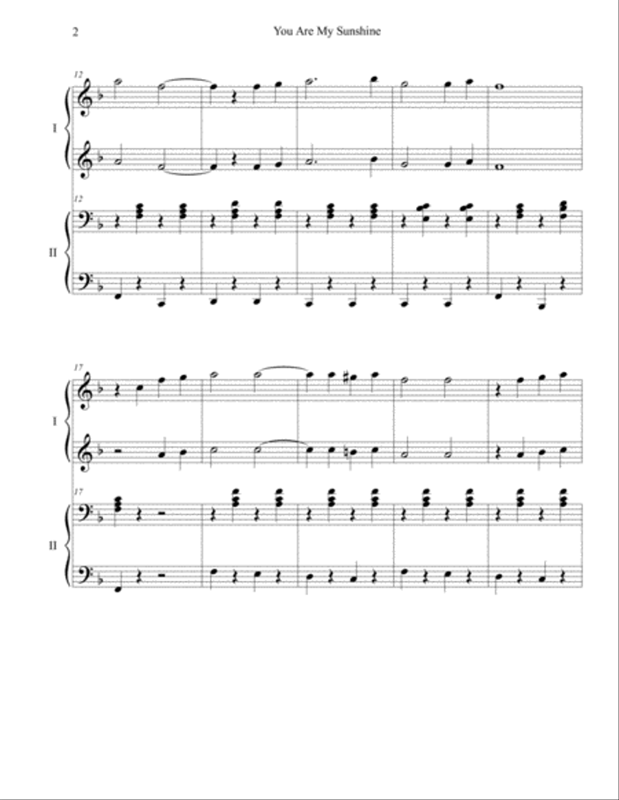You Are My Sunshine You Are My Sunshine Piano scores gallery preview page 2