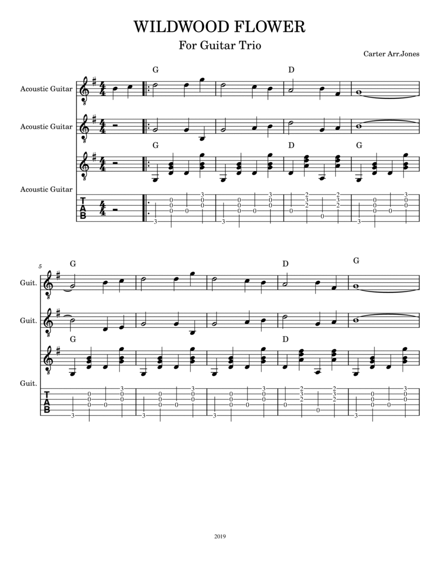 Wildwood Flower Guitar Ensemble scores gallery preview page 1