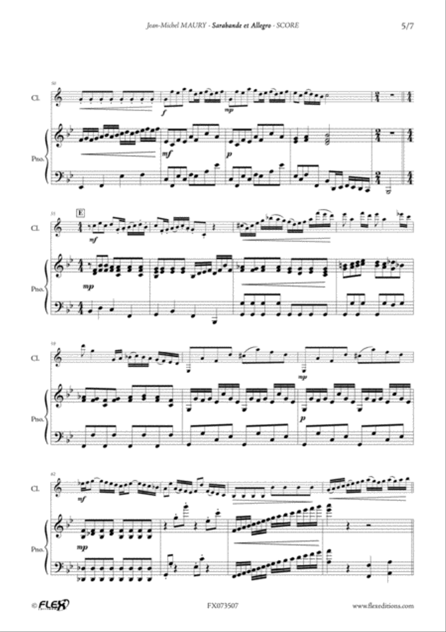 Sarabande et Allegro B-Flat Clarinet scores gallery preview page 5