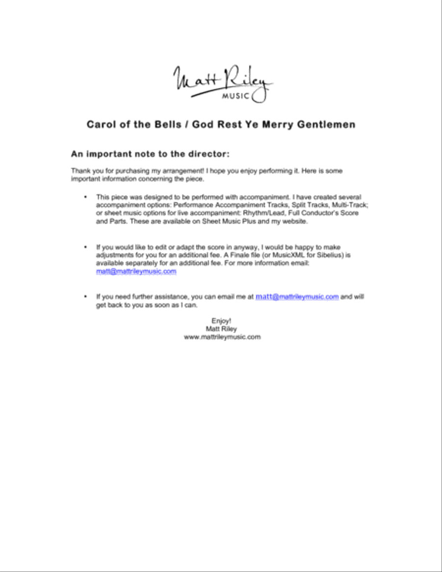 Carol of the Bells / God Rest Ye Merry Gentlemen - Piano (Easy/Early Intermediate Level) Piano Solo scores gallery preview page 2