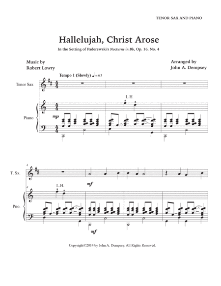 Hallelujah, Christ Arose (Tenor Sax and Piano) image number null