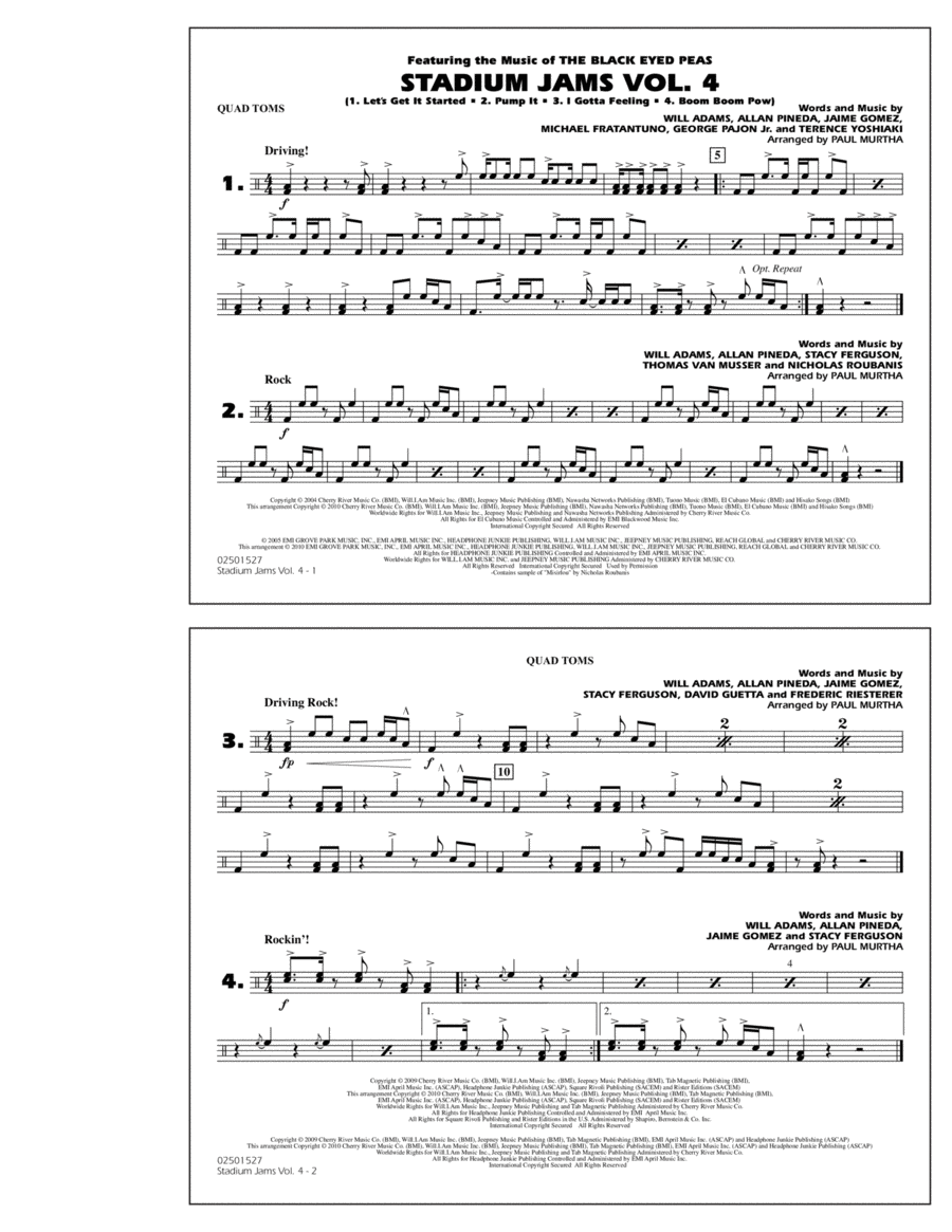 Stadium Jams: Vol. 4 - Quad Toms Marching Band scores gallery preview page 1