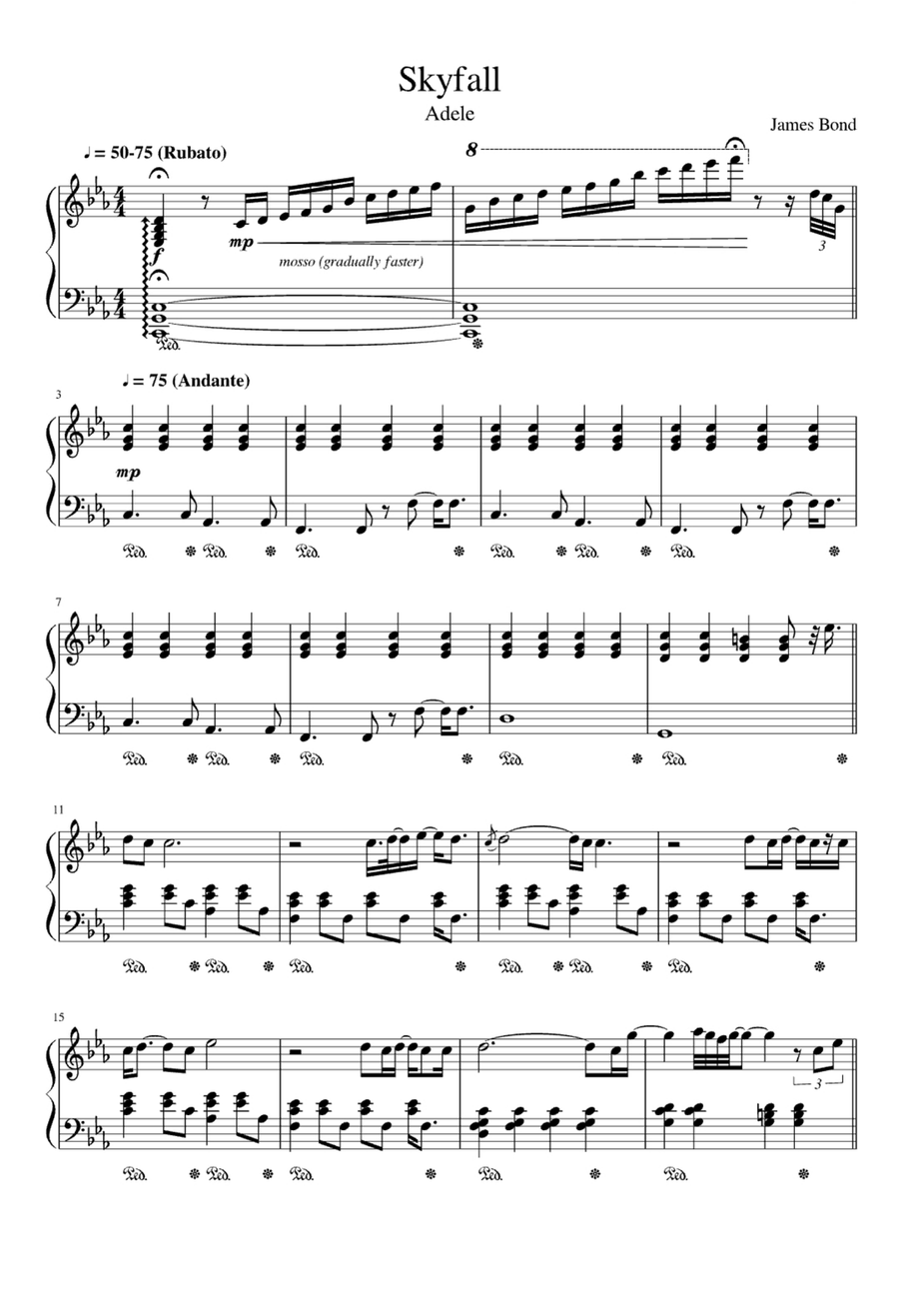 Skyfall Easy Piano scores gallery preview page 1