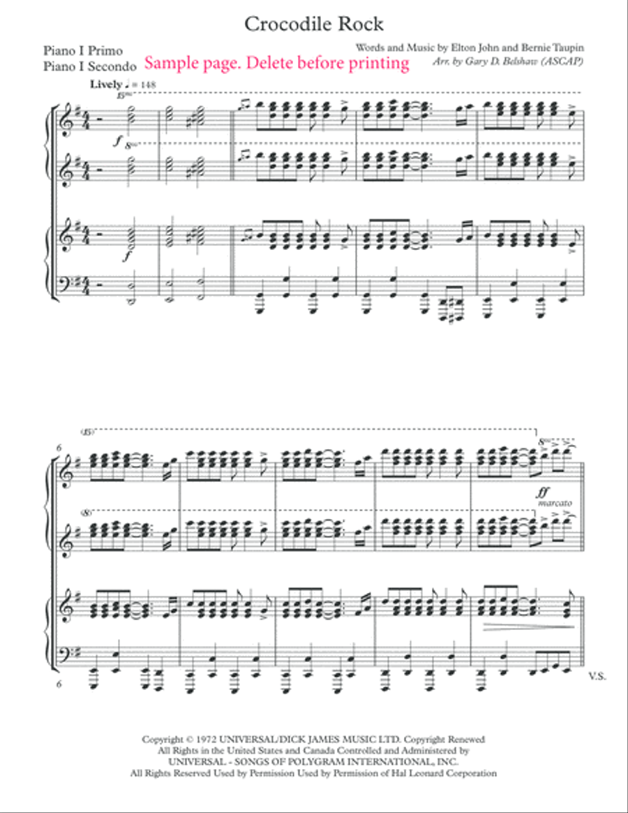 Crocodile Rock 2 Pianos, 4-Hands scores gallery preview page 3