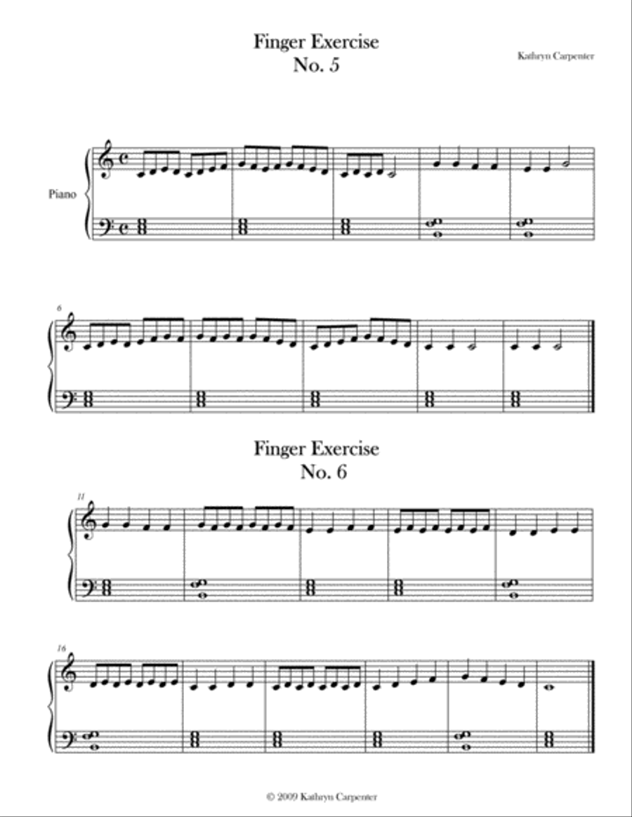 Finger Exercise No. 5 & 6 (Key of C) Piano Method scores gallery preview page 1