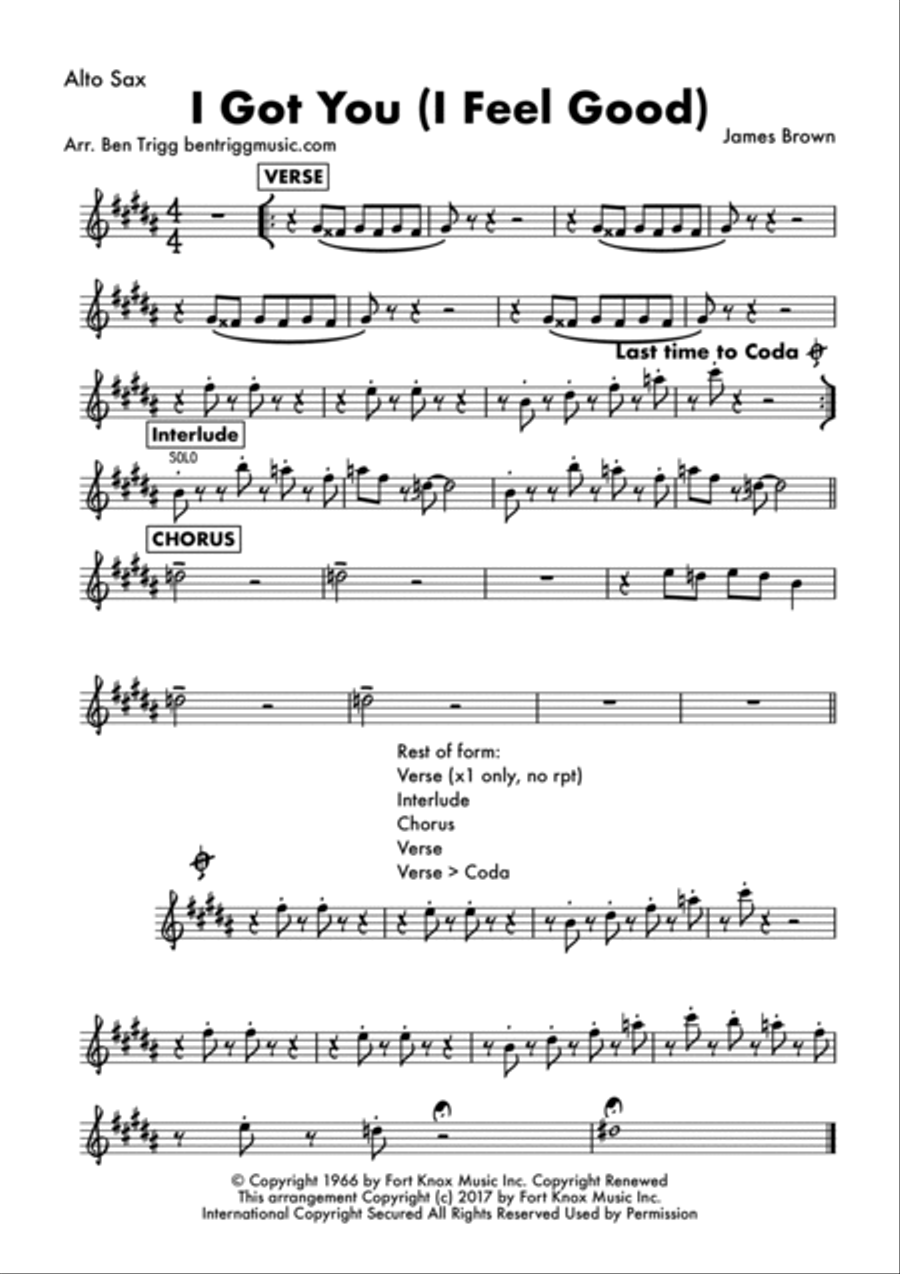 I Got You (i Feel Good) Tenor Saxophone scores gallery preview page 3