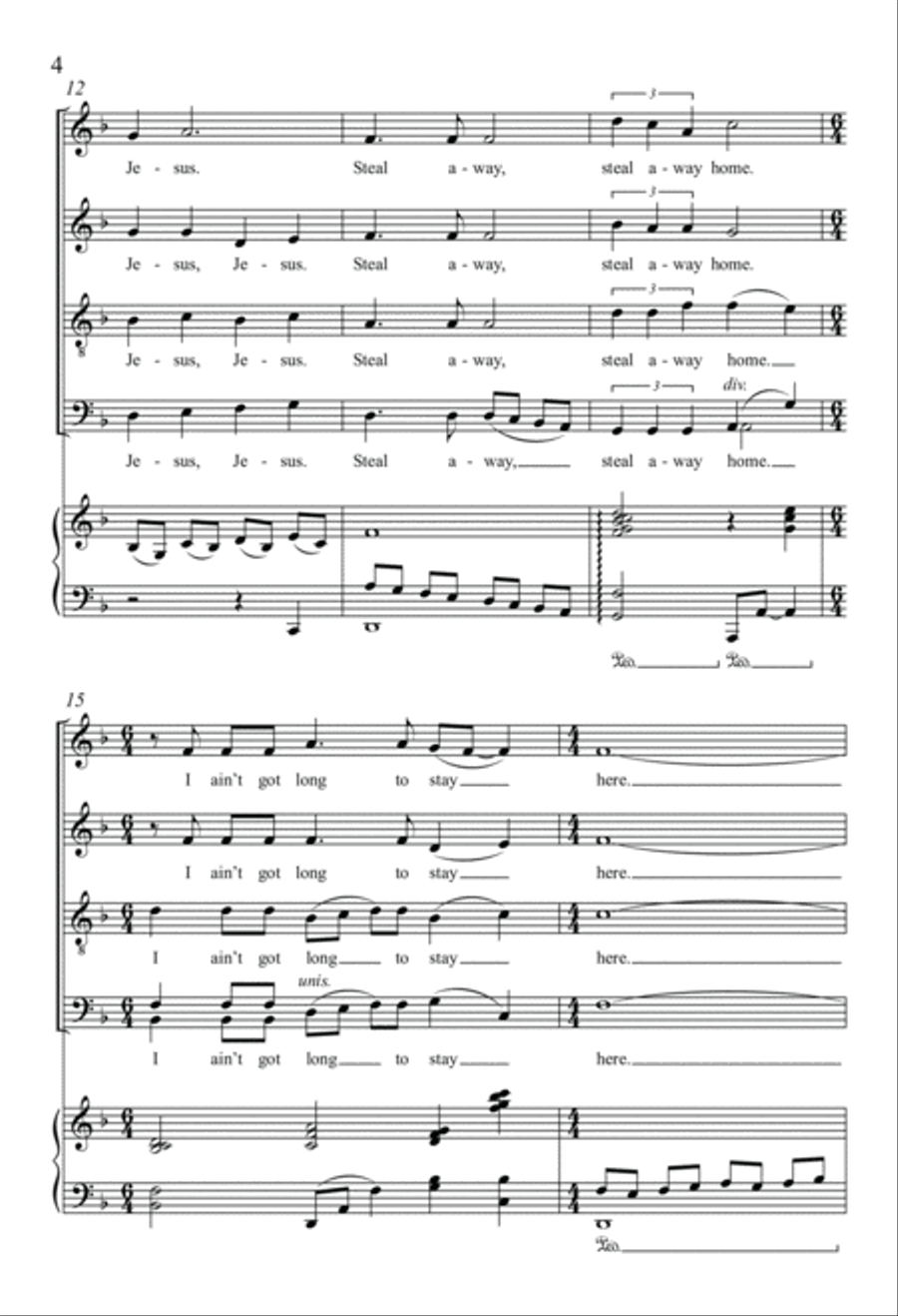 Steal Away 4-Part scores gallery preview page 4