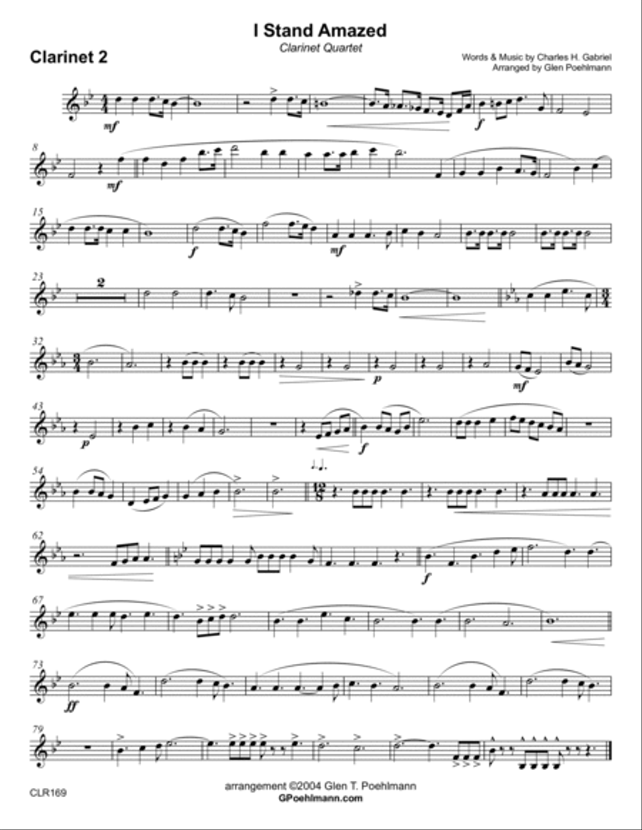 I STAND AMAZED - CLARINET QUARTET - SSSS or SSSB (unaccompanied) Clarinet Quartet scores gallery preview page 6