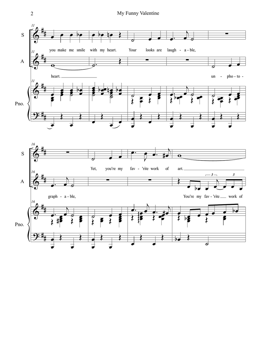 My Funny Valentine My Funny Valentine Vocal Duet scores gallery preview page 2