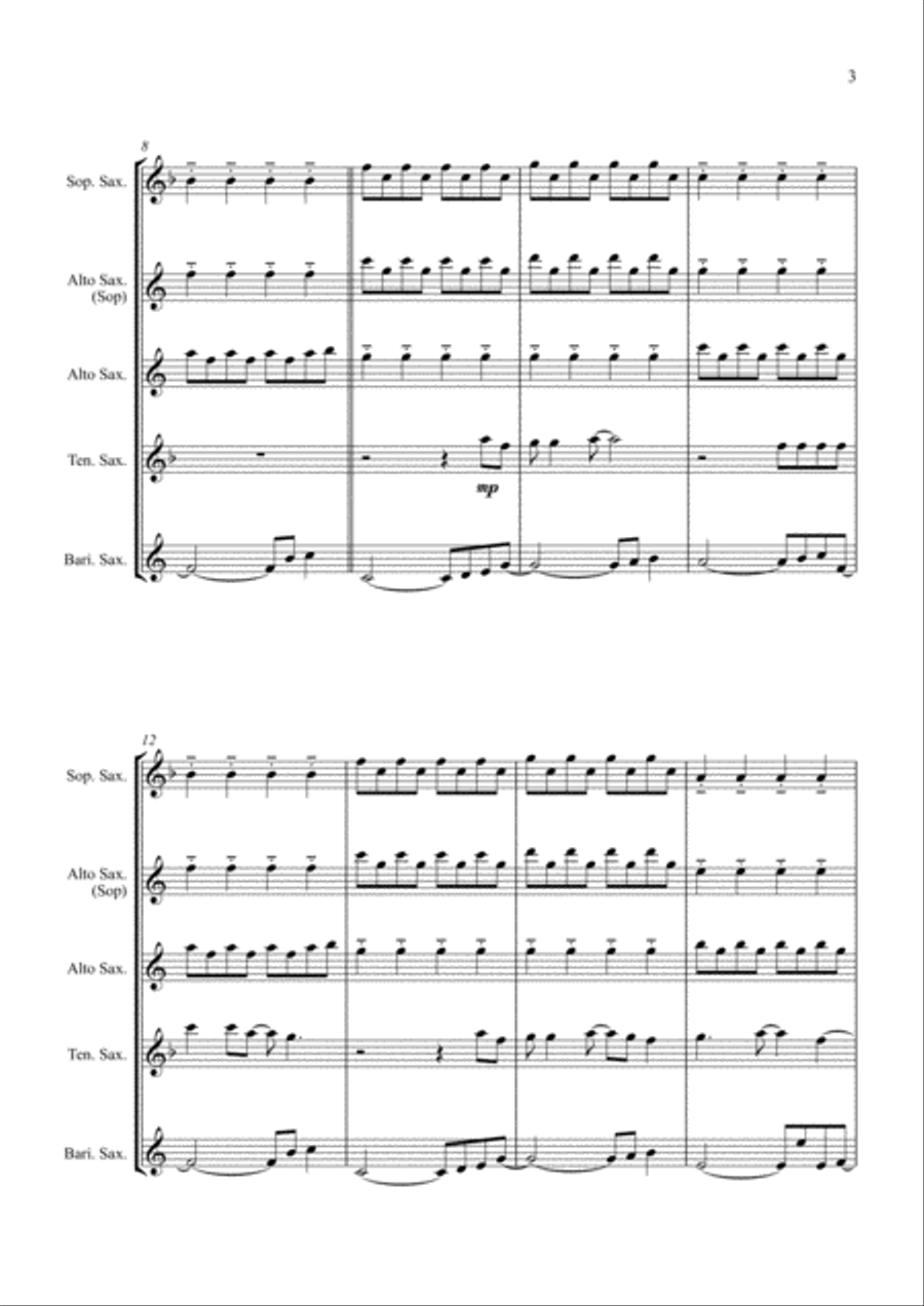 Don't Stop Believin' Saxophone Quartet scores gallery preview page 3