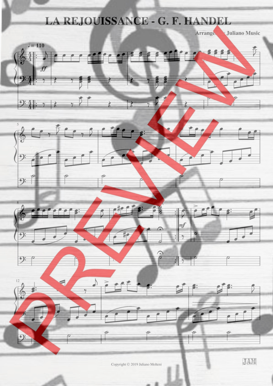 LA REJOUISSANCE (EASY ORGAN - C VERSION) - G. F. HANDEL Organ Solo scores gallery preview page 2